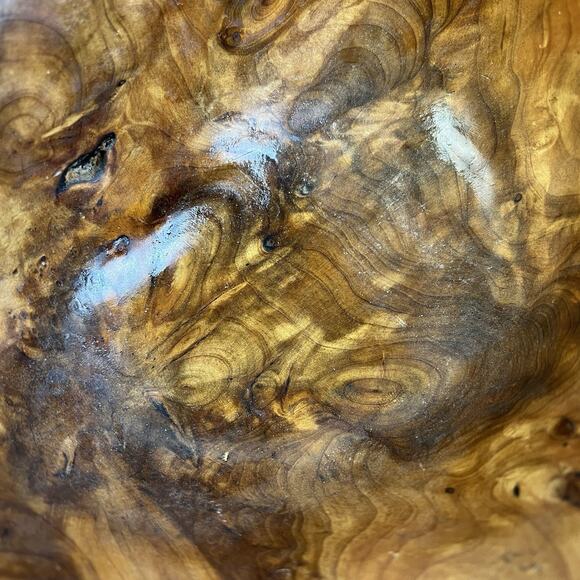 Burl Wood Hand Carved Bowl Rustic Natural Art Stamped CON2 Brown Approx 10" x 7" - Picture 11 of 13